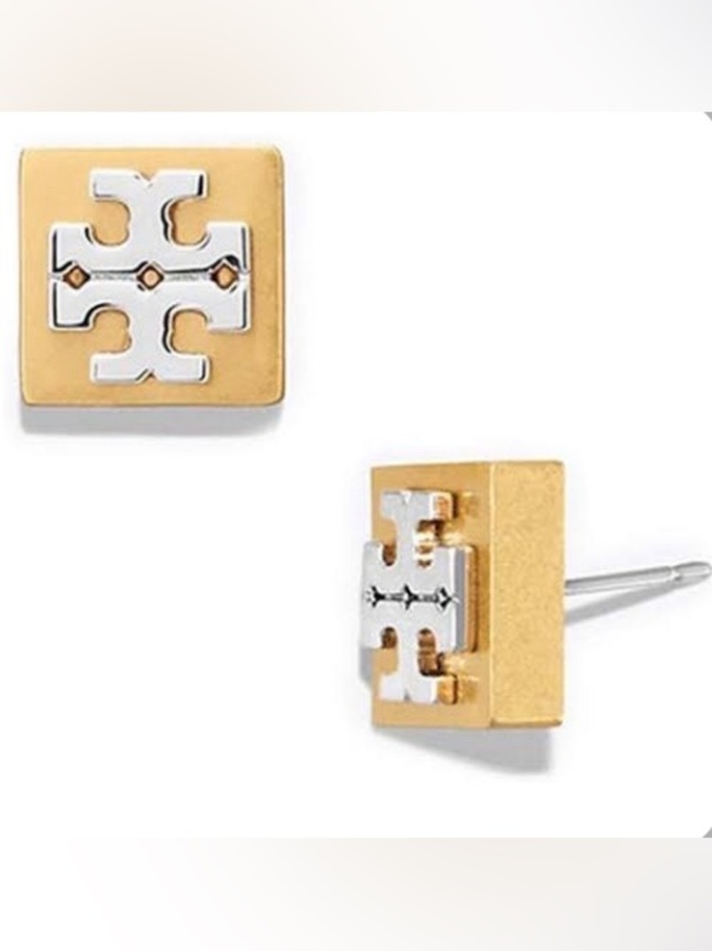 Tory Burch Gold Block T Logo Studs